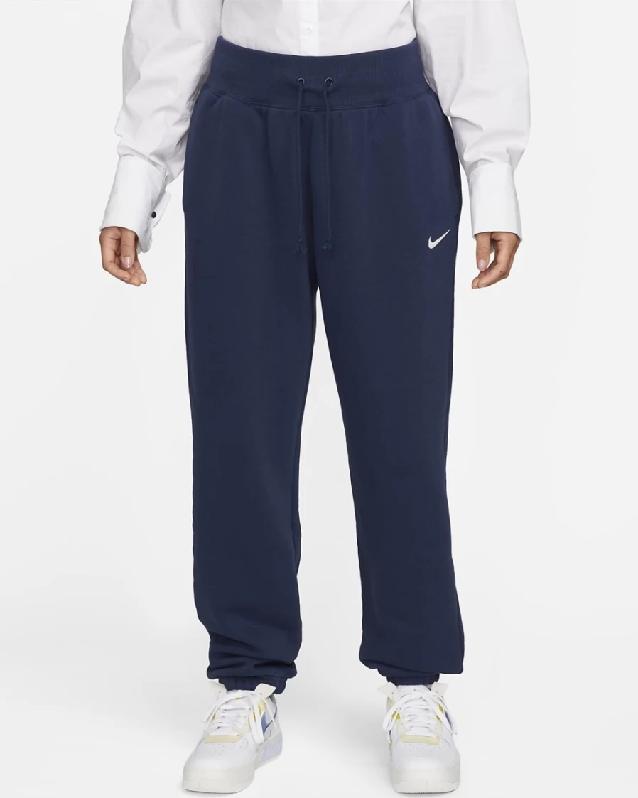 Nike Women's High-Waisted Oversized Sweatpants in Midnight Navy/Sail - Comfortable Athletic Joggers
