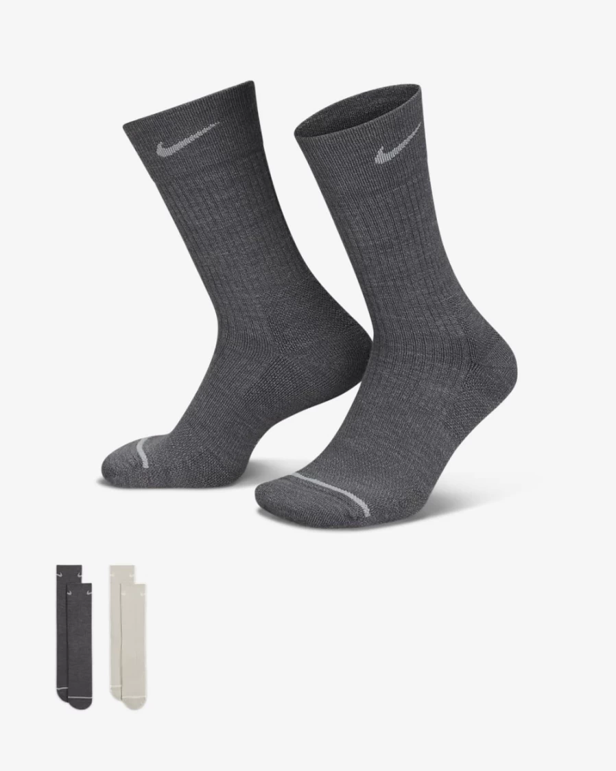 Nike Unisex Multi-Color Cushioned Crew Socks 2-Pack - Everyday Comfort & Support