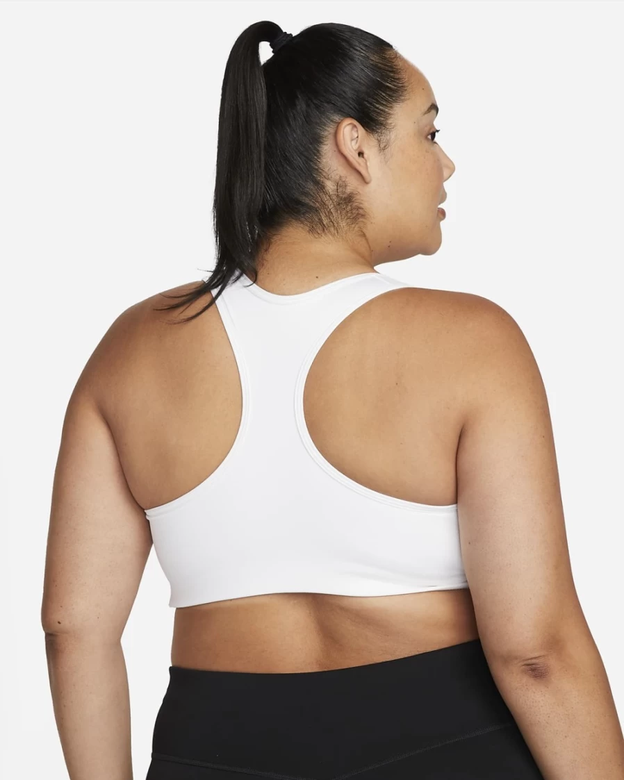 Nike Swoosh Women's Medium-Support Padded Sports Bra - Plus Size in White/Black