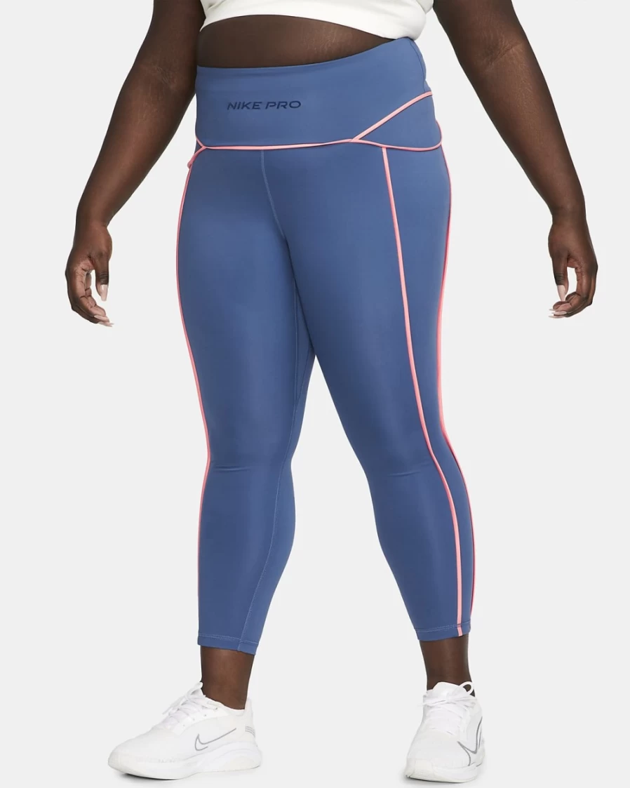 Nike Pro Women's Plus Size Mid-Rise 7/8 Training Leggings - Mystic Navy/Pink Gaze/Midnight Navy