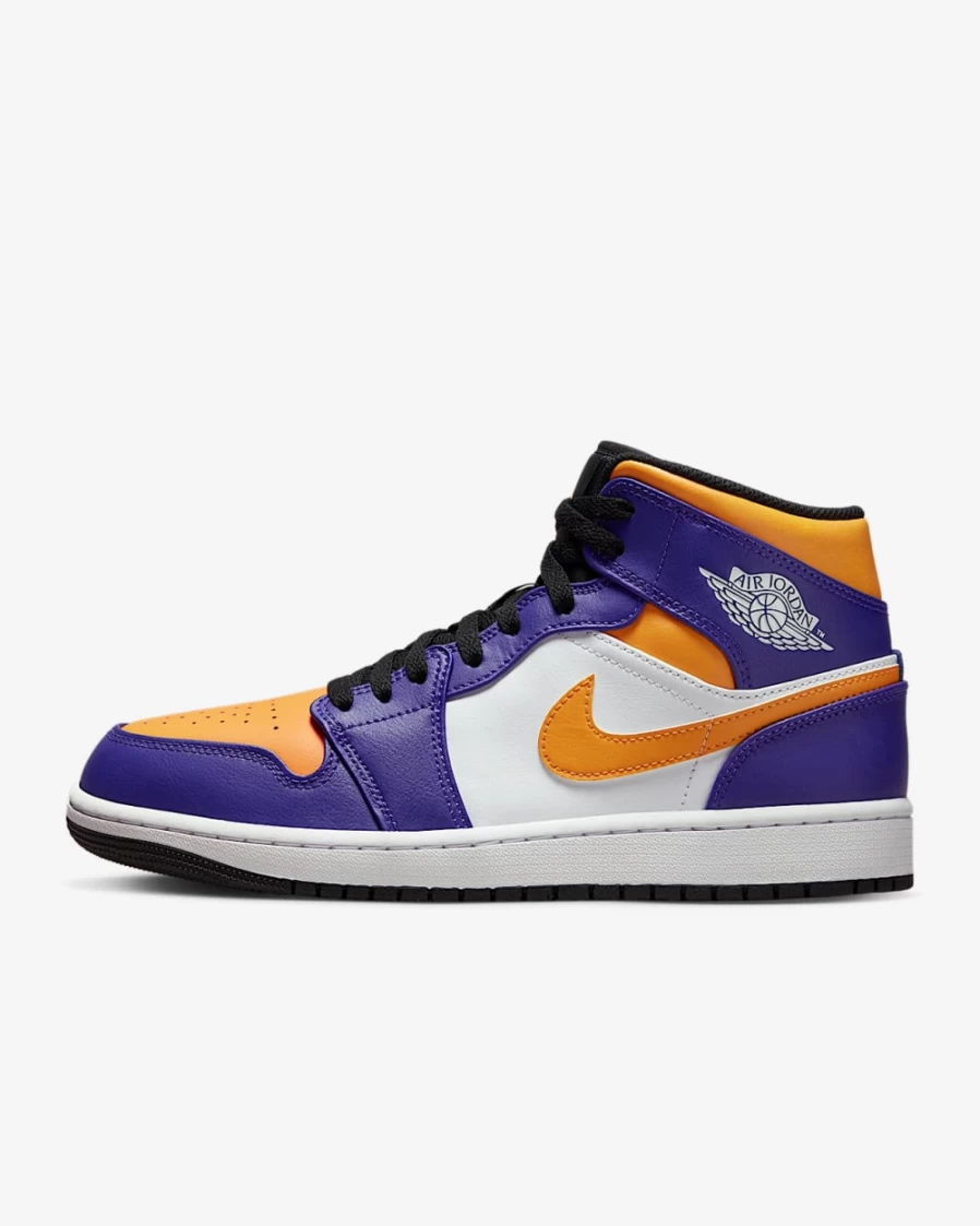 Nike Air Jordan 1 Mid Men's & Women's Shoes - Dark Concord/White/Black/Taxi Basketball Sneakers
