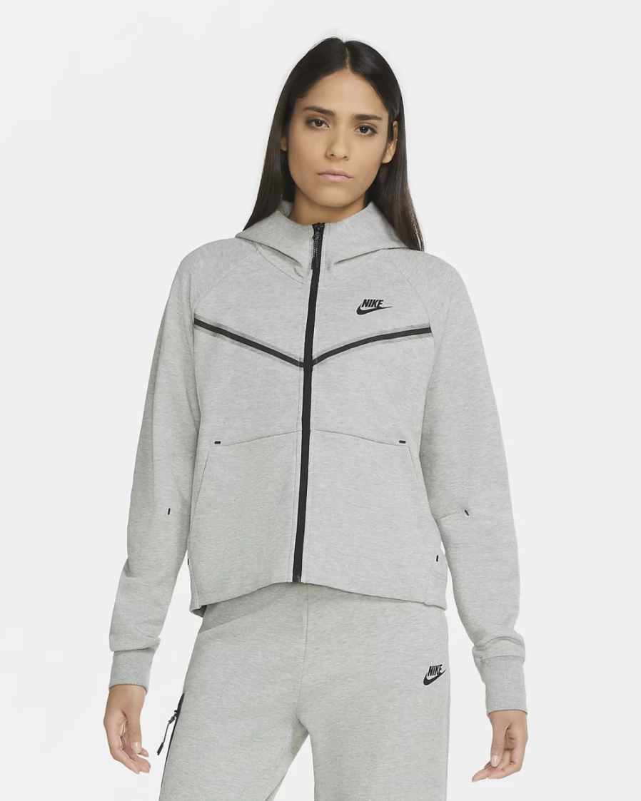 Nike Women's Tech Fleece Windrunner Full-Zip Hoodie - Dark Grey Heather/Black