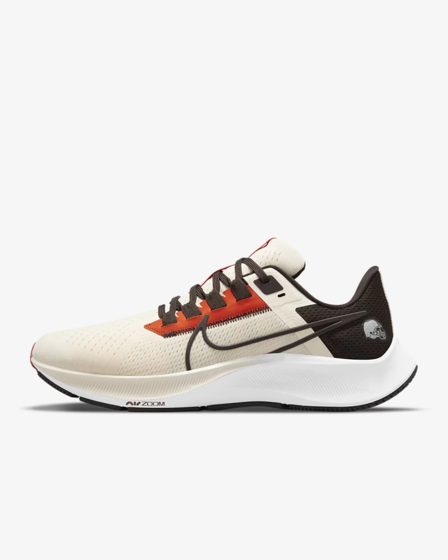 Nike Pegasus 38 Men's & Women's Running Shoes - NFL Cleveland Browns Edition in Natural/Team Orange/White/Seal Brown