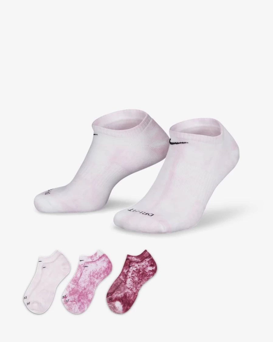 Nike Everyday Plus Cushioned No-Show Socks for Men & Women - 3 Pairs Multi-Color Comfort Athletic Socks