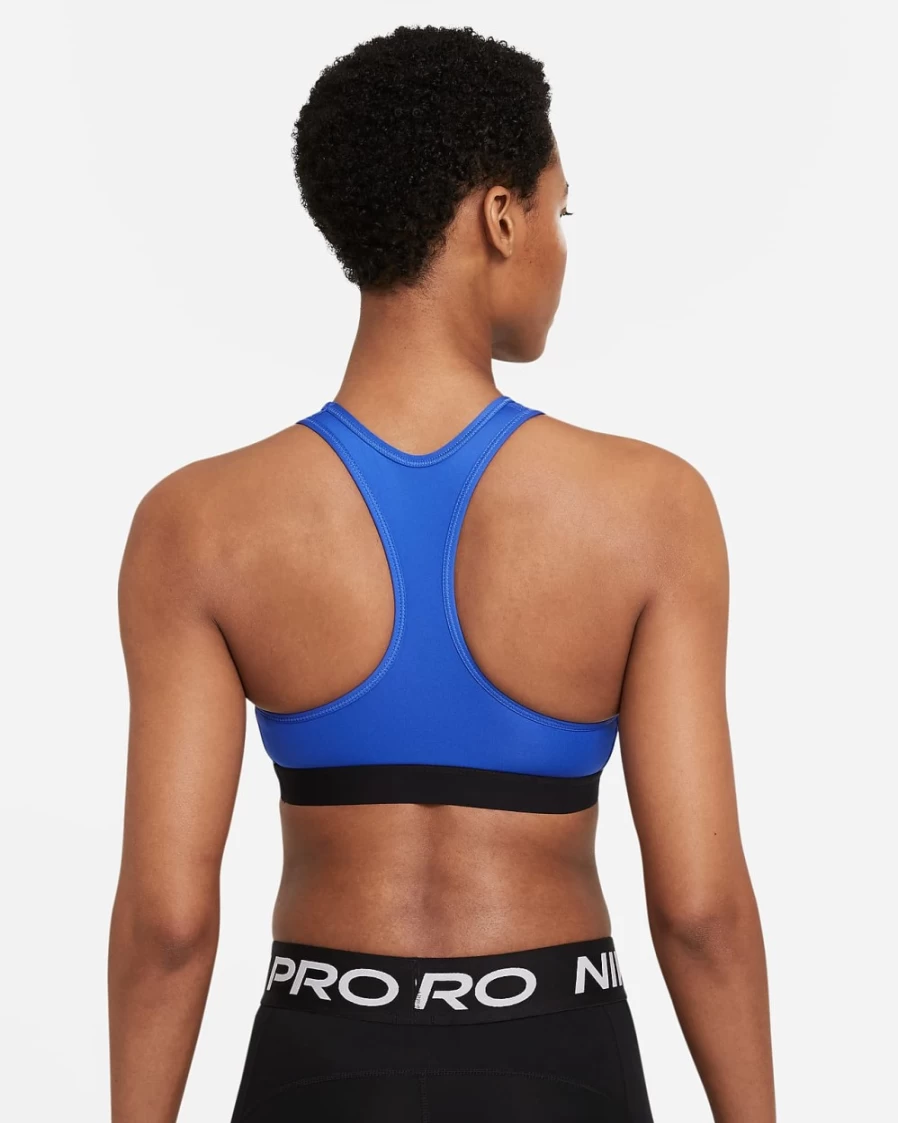 Nike Swoosh Women's Medium-Support Sports Bra - Hyper Royal, Black & White Non-Padded Design