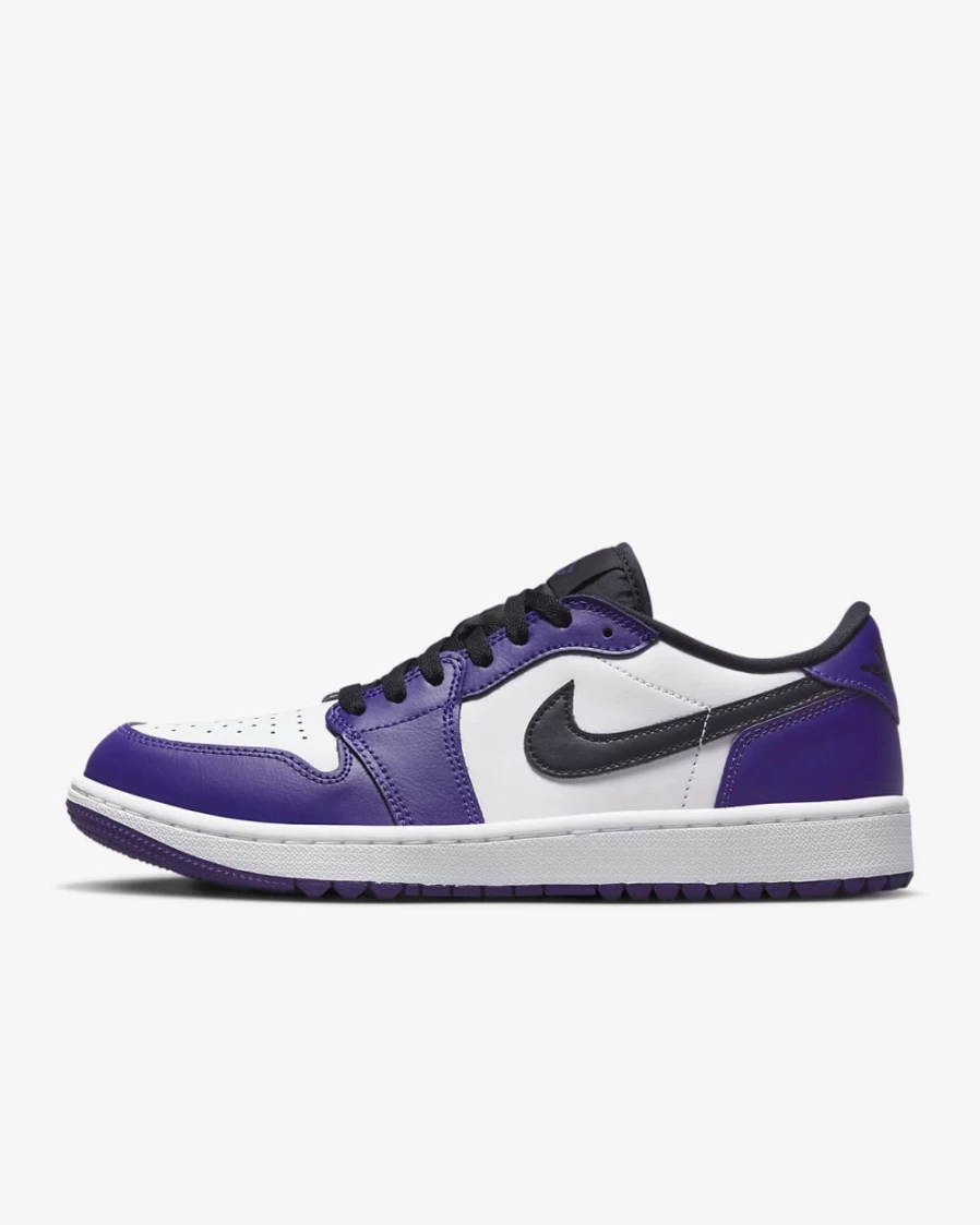 Nike Air Jordan 1 Low G Golf Shoes for Men & Women - White/Court Purple/University Red/Black