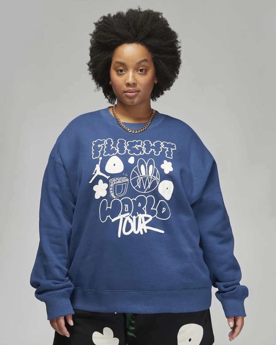 Nike Jordan Artist Series Mia Lee Women's French Blue/Sail Brooklyn Fleece Crewneck Sweatshirt - Plus Size