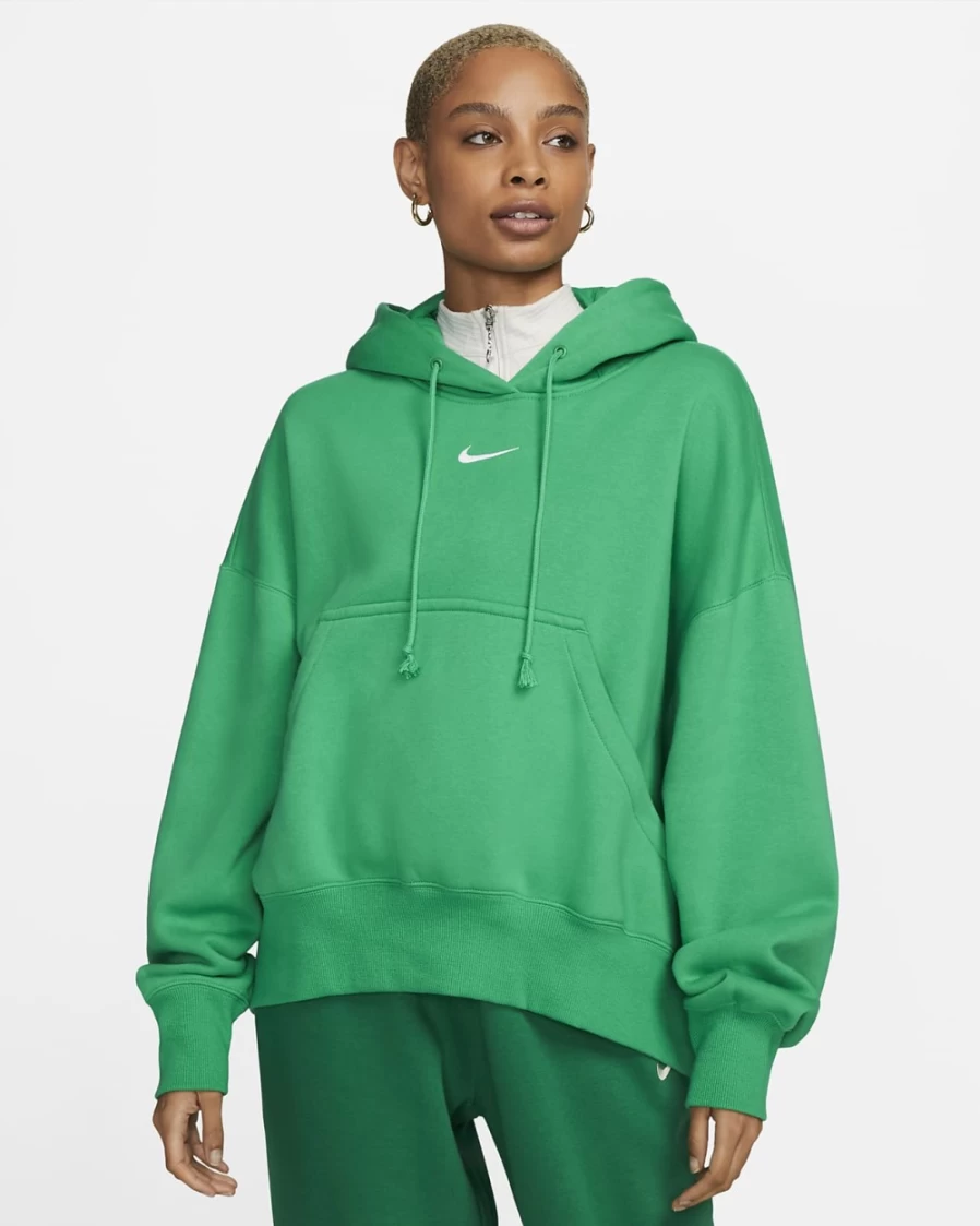 Nike Women's Stadium Green & White Phoenix Fleece Oversized Pullover Hoodie - Sportswear