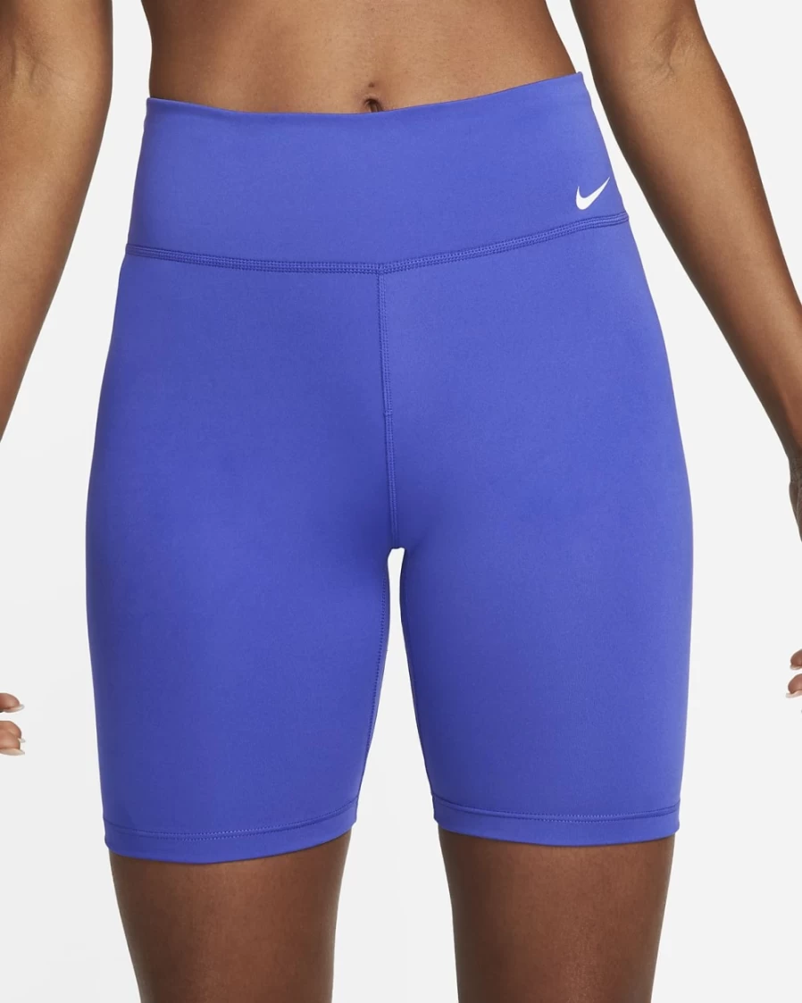 Nike Women's Lapis/White Mid-Rise 7" Biker Shorts - One Training Shorts