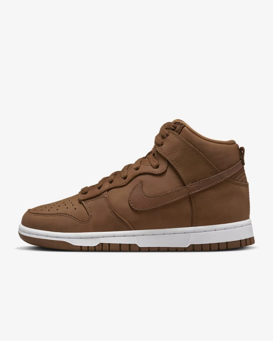 Nike Dunk High Premium Women's Shoes Pecan/White Retro Basketball Sneakers