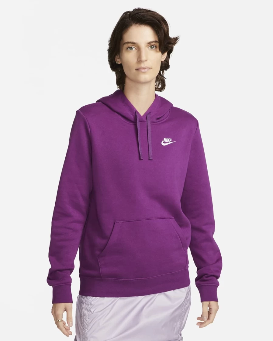 Nike Women's Viotech & White Club Fleece Pullover Hoodie - Sportswear Comfort & Style