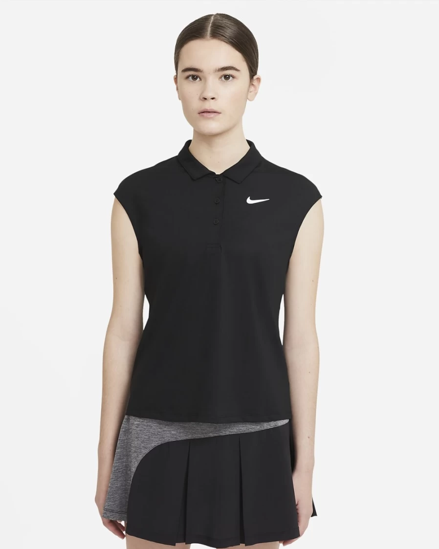 NikeCourt Victory Women's Tennis Polo Shirt - Black & White Performance Top