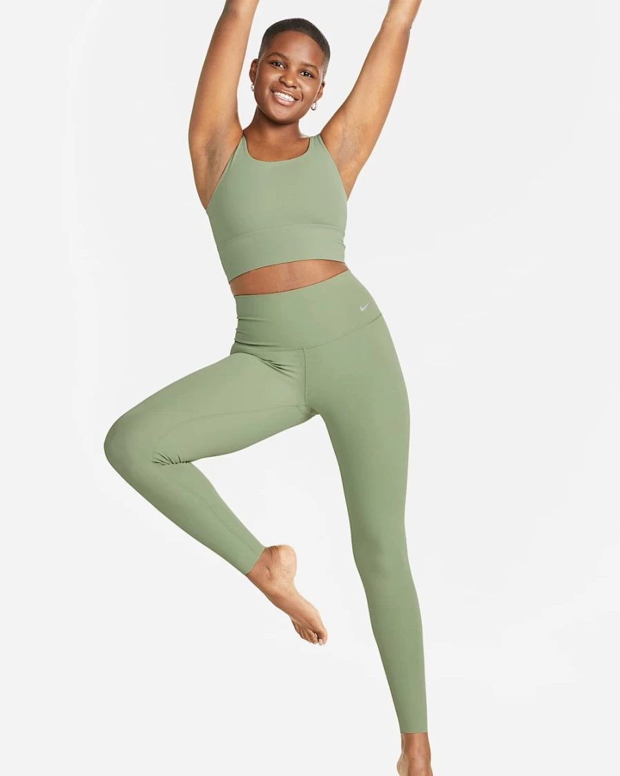Nike Zenvy Women's High-Waisted Gentle-Support Leggings in Oil Green & Black - Full-Length Yoga Pants