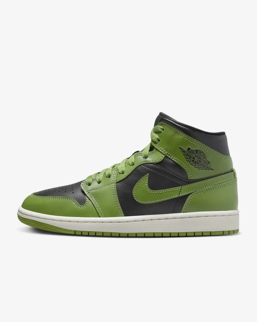 Nike Air Jordan 1 Mid Women's Shoes - Black/Sail/Altitude Green