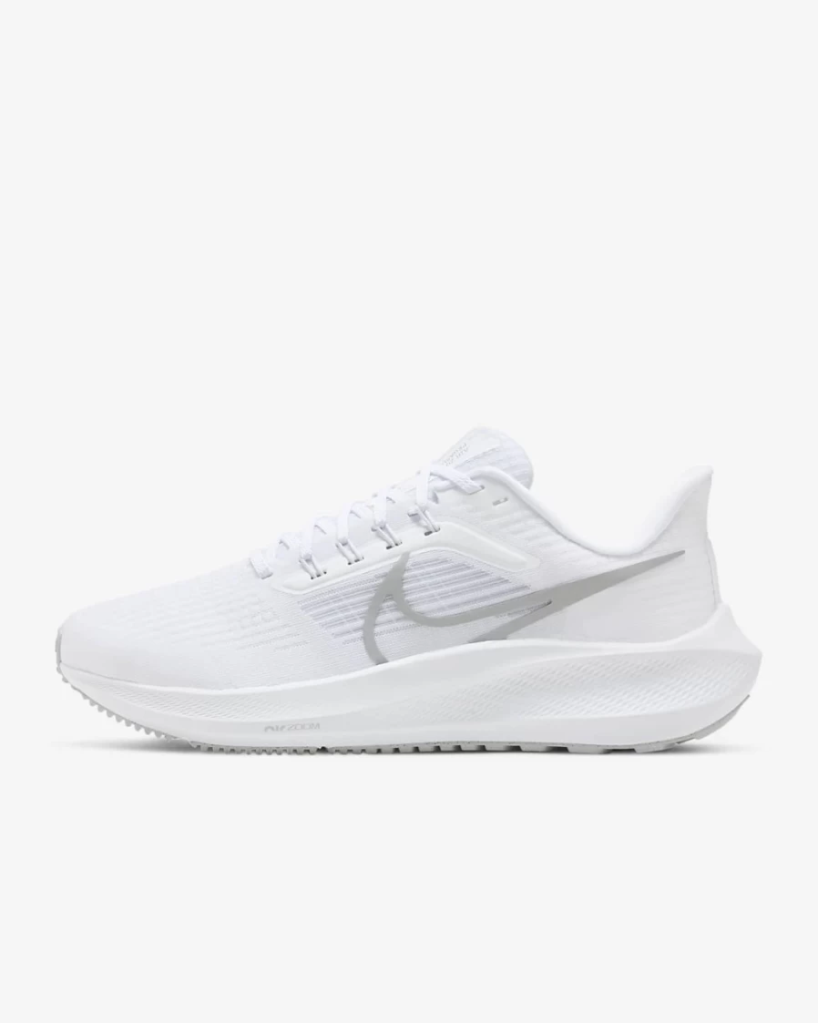 Nike Pegasus 39 Women's White Pure Platinum Grey Fog Metallic Silver Road Running Shoes