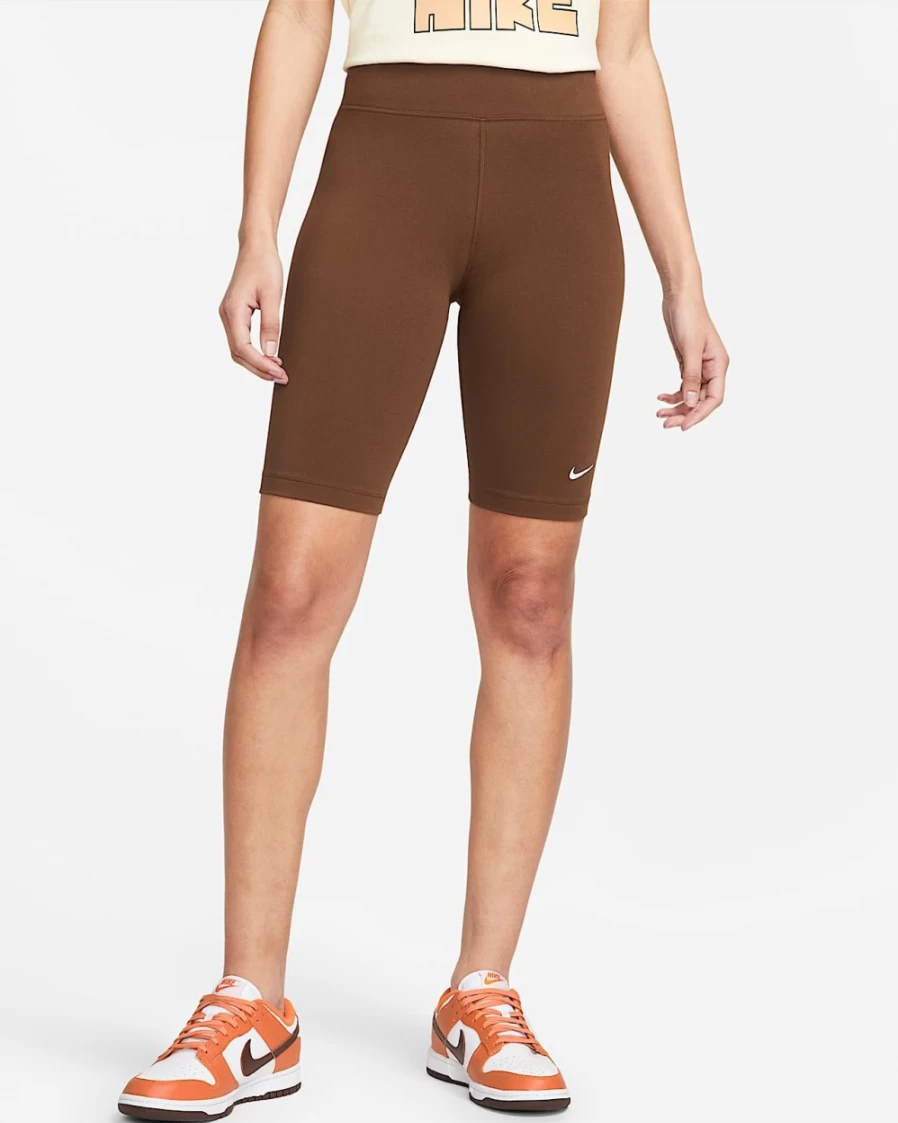 Nike Women's Cacao Wow/White Mid-Rise Biker Shorts | Sportswear Essential