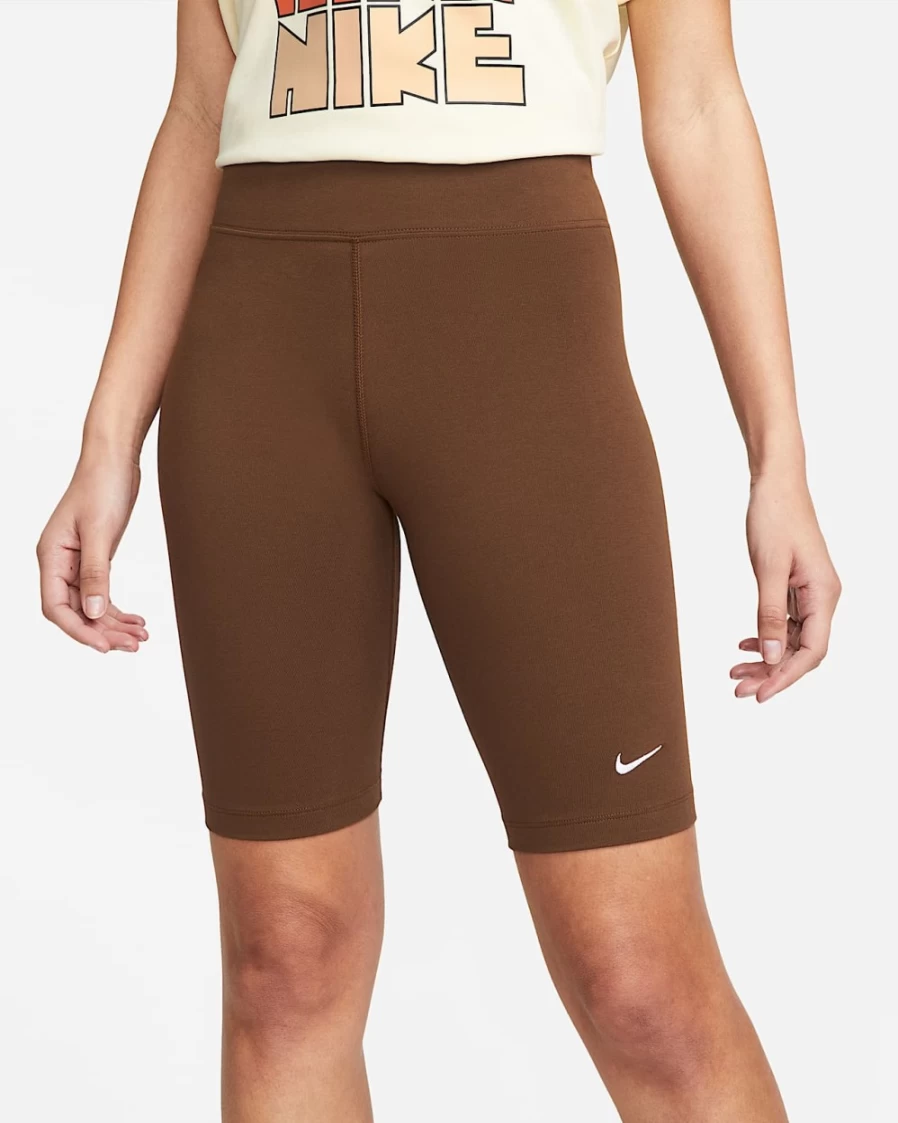 Nike Women's Cacao Wow/White Mid-Rise Biker Shorts | Sportswear Essential