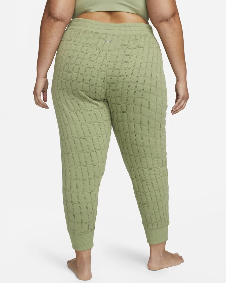 Nike Women's Reversible Therma-FIT Fleece Yoga Pants in Oil Green - Plus Size Comfort & Warmth