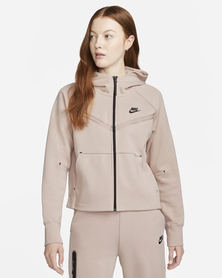 Nike Women's Tech Fleece Windrunner Full-Zip Hoodie - Pink Oxford/Black