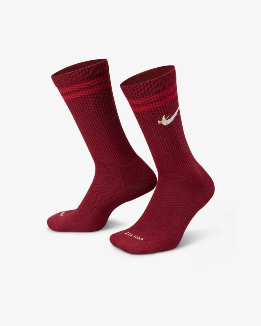 Nike Everyday Plus Force Cushioned Crew Socks for Men & Women - Team Red/Gym Red/Sail Comfort Athletic Socks