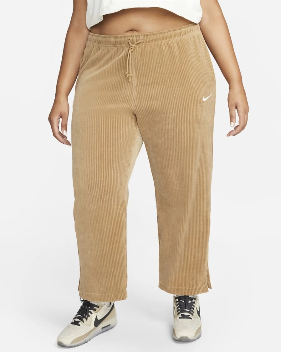 Nike Women's Plus Size Dark Driftwood Velour Wide-Leg Sweatpants | Sportswear Lounge Pants