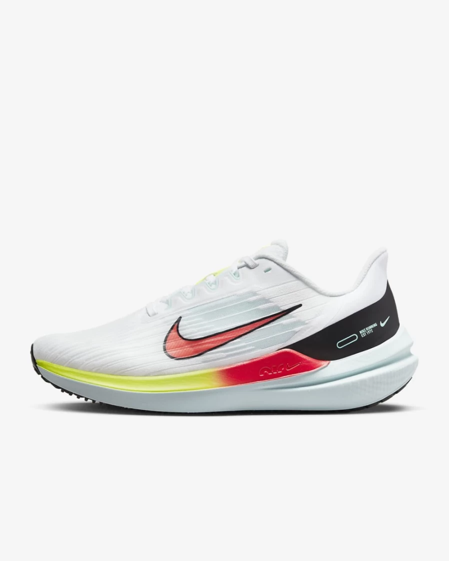 Nike Air Winflo 9 Women's Running Shoes - White/Black/Volt/Bright Crimson Road Trainers for Women