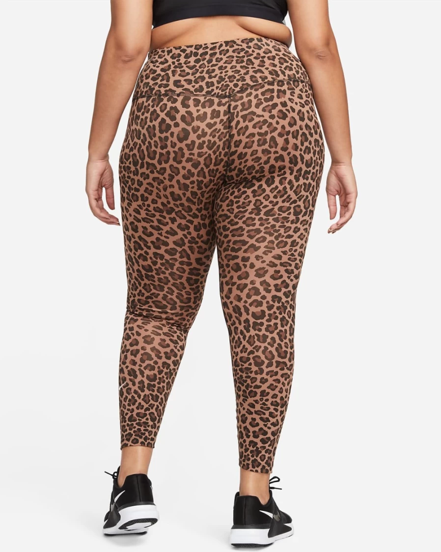 Nike One Women's Plus Size High-Waisted Printed Leggings in Archaeo Brown/White