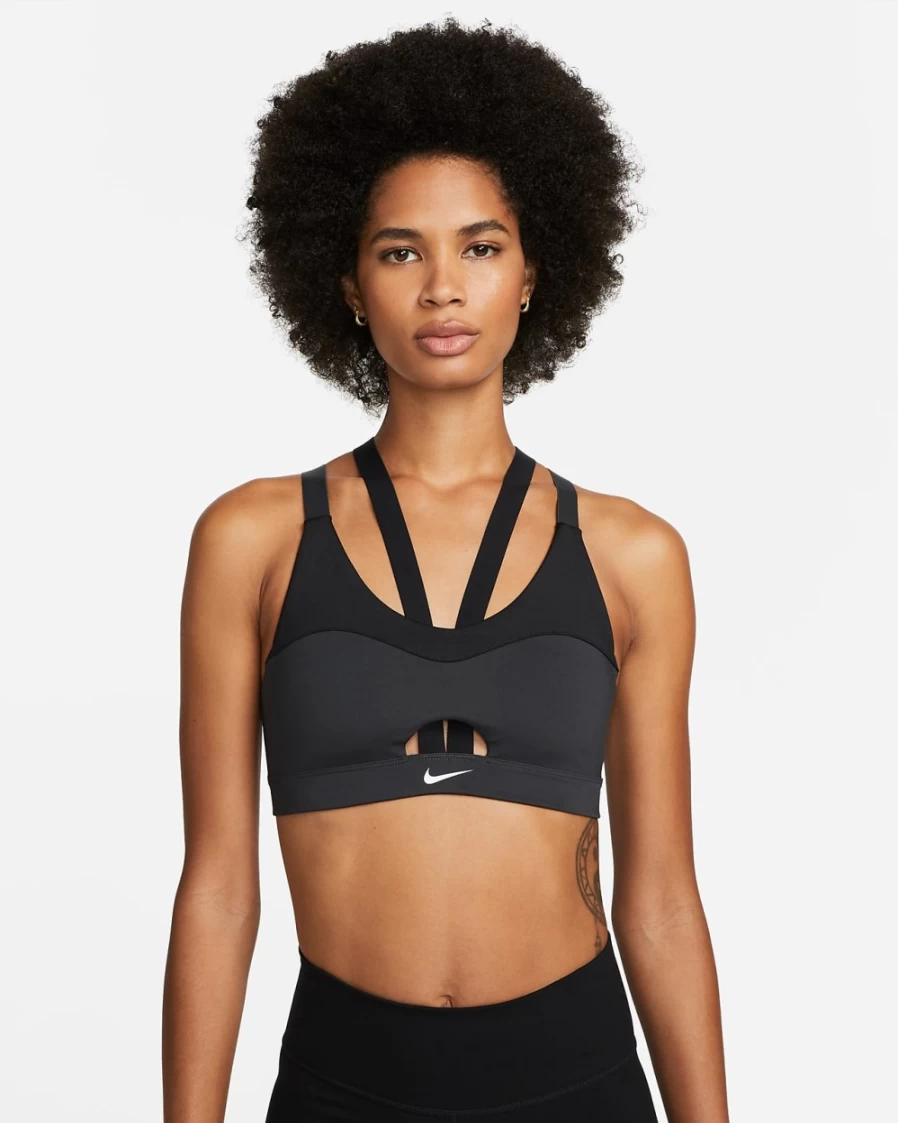 Nike Indy Women's Dark Smoke Grey Light-Support Padded Strappy Cutout Sports Bra