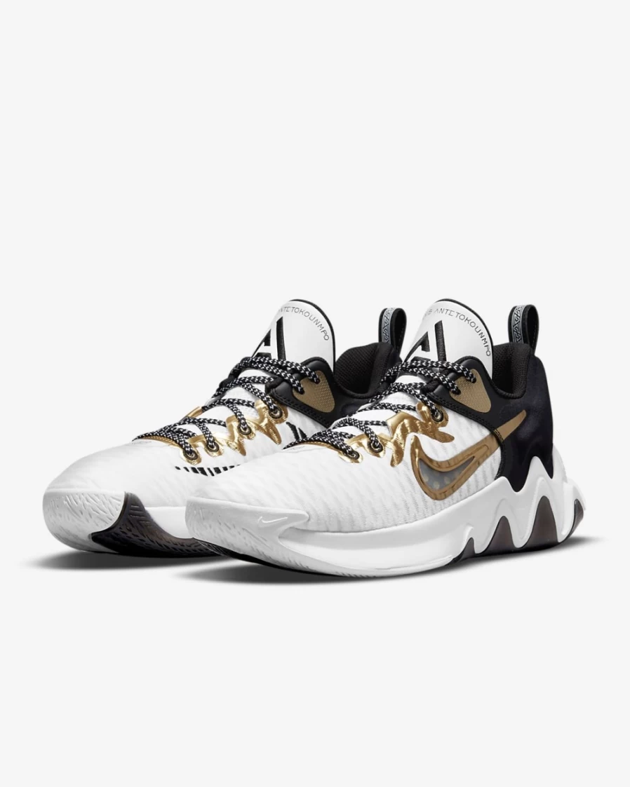 Nike Giannis Immortality Basketball Shoes for Men & Women - White/Black/Metallic Gold