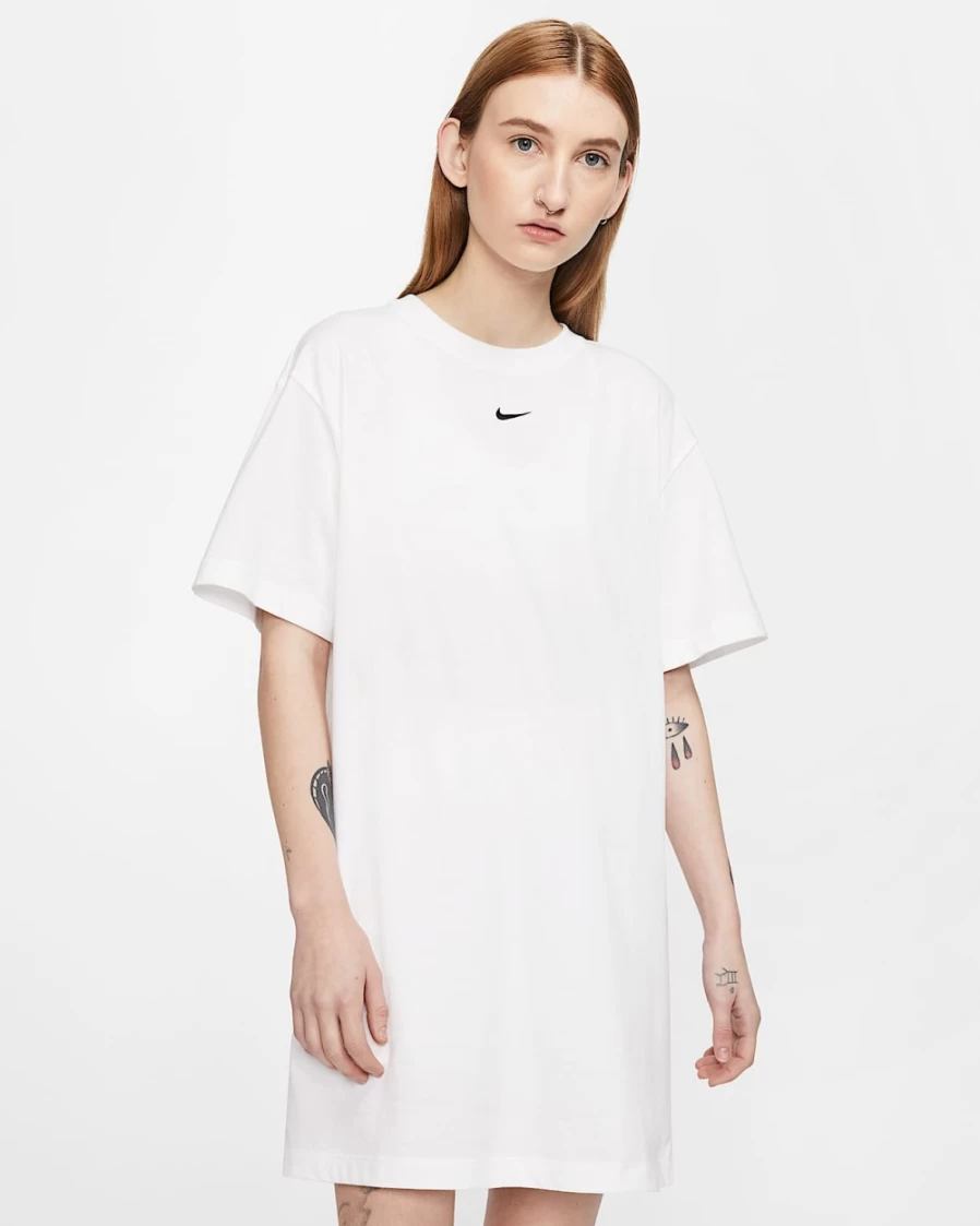 Nike Women's Essential Sportswear Dress - White/Black Athletic Casual Wear