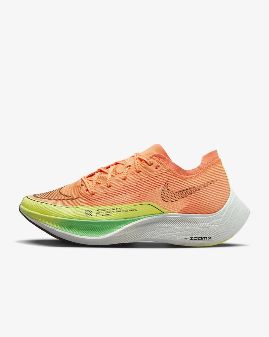 Nike Vaporfly 2 Women's Road Racing Shoes - Peach Cream, Green Shock, Barely Green & Black