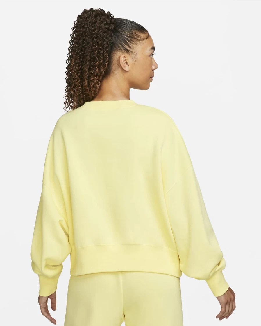 Nike Women's Lemon Chiffon Phoenix Fleece Oversized Crewneck Sweatshirt - City Edition Sportswear