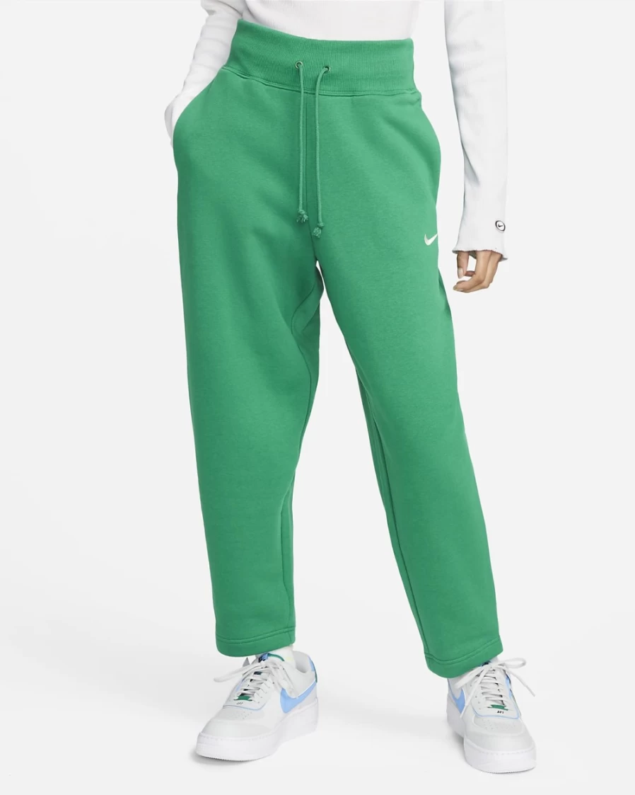 Nike Women's Malachite/Sail High-Waisted Fleece Sweatpants - Sportswear Phoenix Fleece Curve Fit