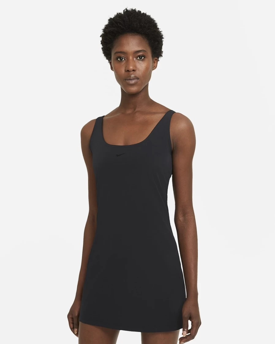 Nike Bliss Luxe Women's Black/Clear Training Dress with Built-In Shorts for Workouts