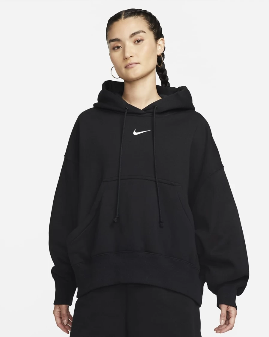 Nike Women's Black/Sail Phoenix Fleece Oversized Pullover Hoodie | Sportswear