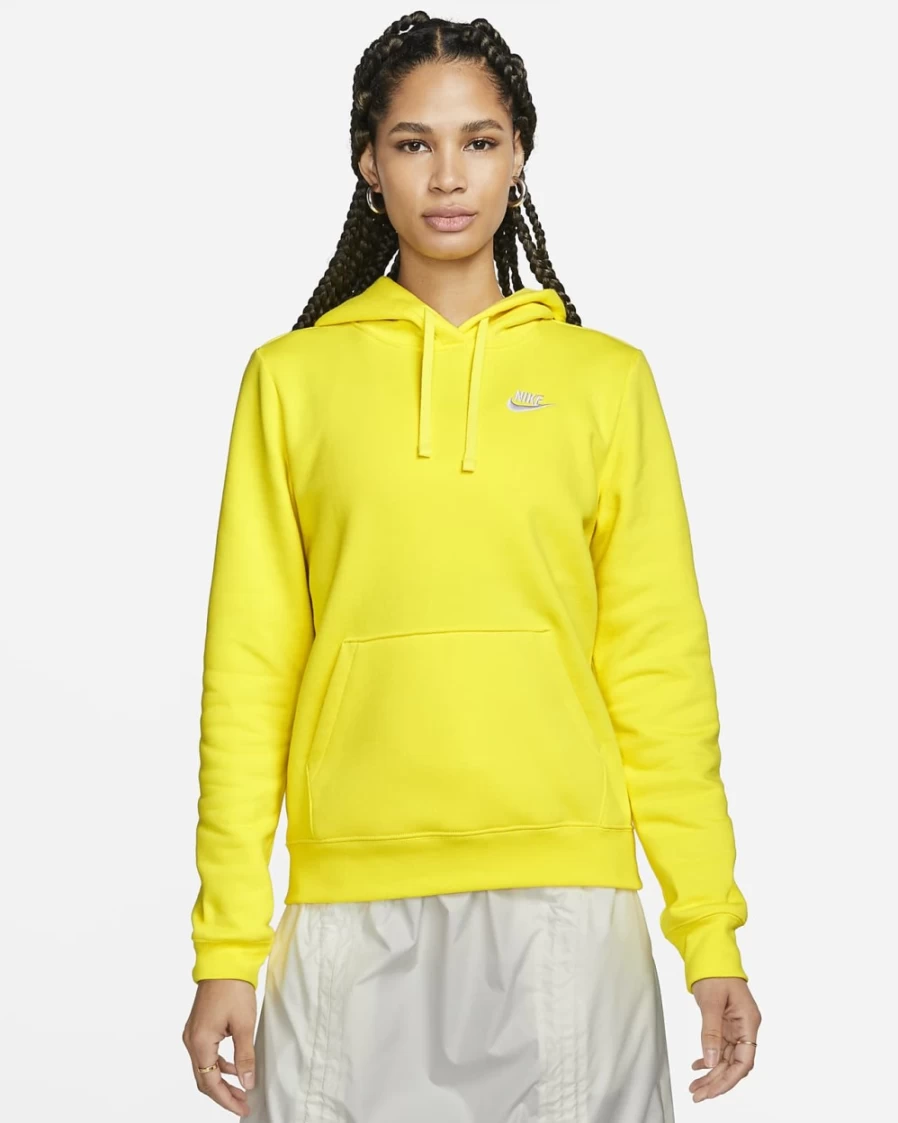 Nike Sportswear Club Fleece Women's Opti Yellow & White Pullover Hoodie