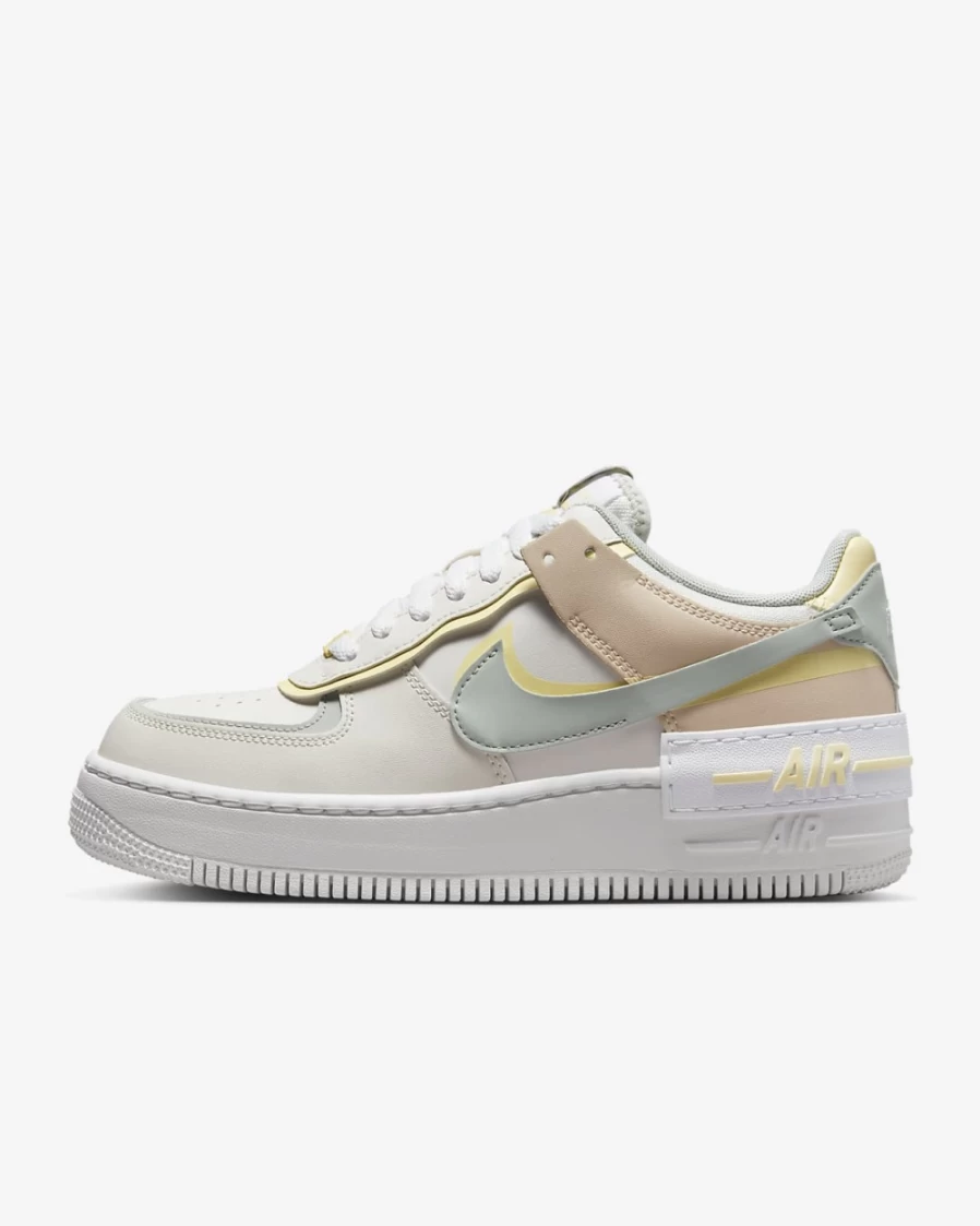 Nike Air Force 1 Shadow Women's Shoes in Sail, Citron Tint, Pearl White & Light Silver