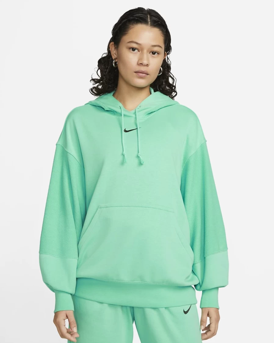Nike Women's Light Menta/Sequoia Fleece Hoodie - Sportswear Everyday Modern Pullover