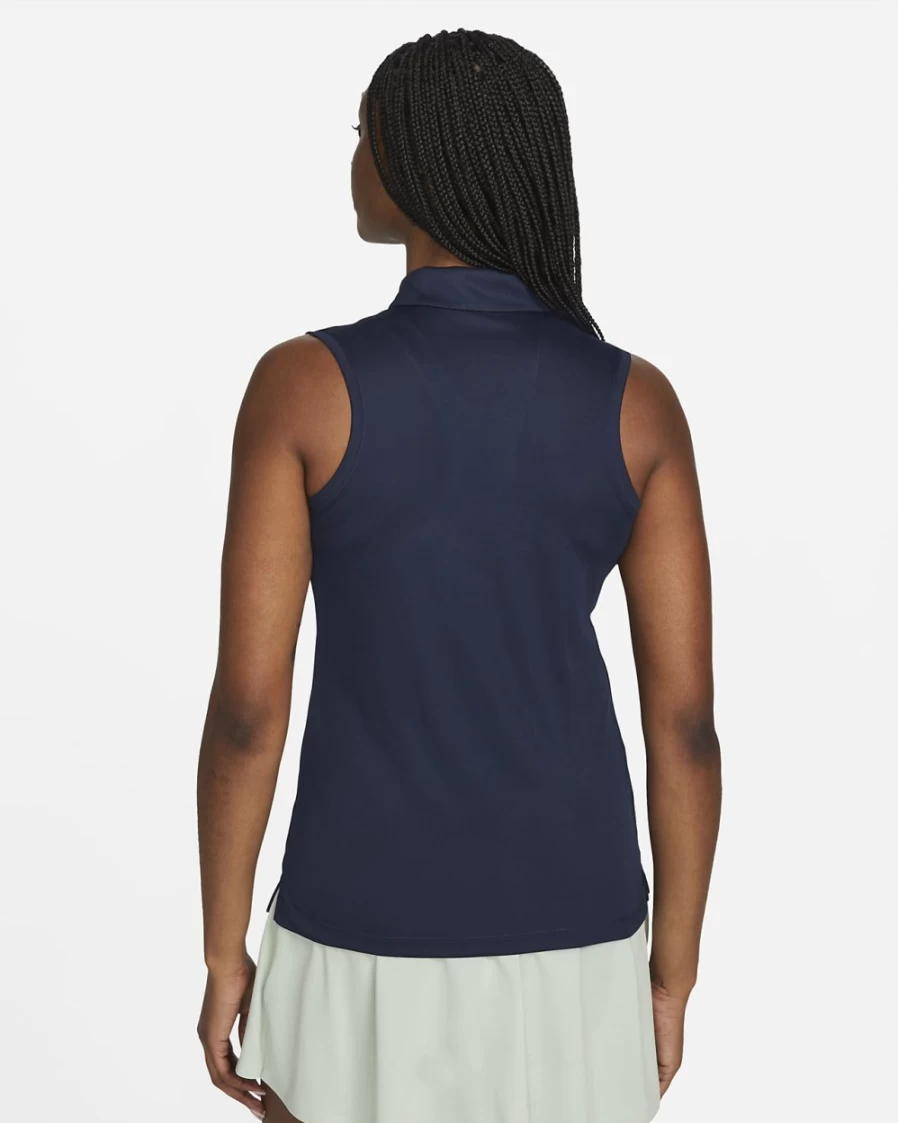Nike Dri-FIT Victory Women's Sleeveless Golf Polo - Obsidian/White, Moisture-Wicking, Breathable Tennis Top for Women