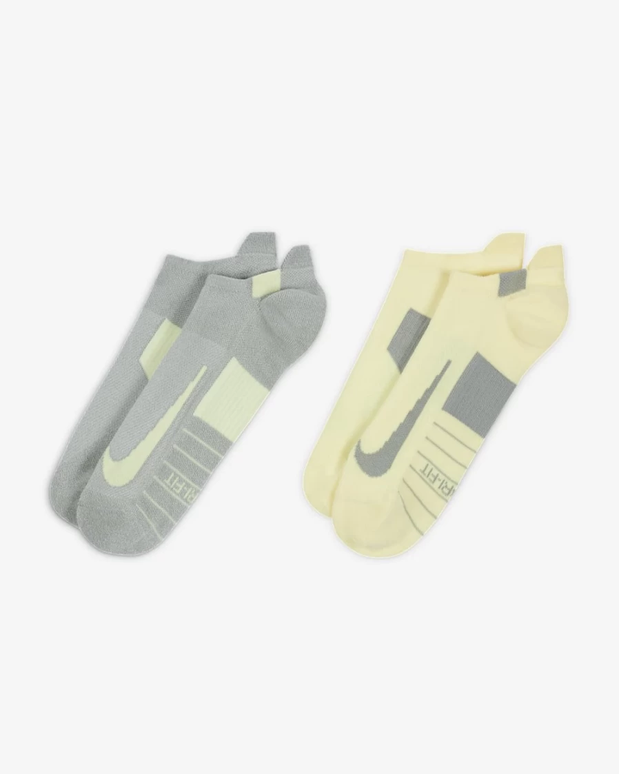 Nike Multiplier No-Show Running Socks for Men & Women - 2 Pairs (Multi-Color)