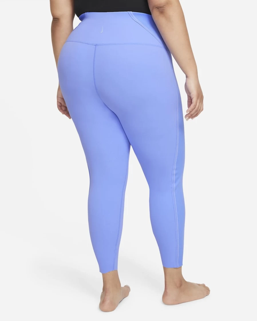 Nike Women's High-Waisted 7/8 Yoga Leggings - Dri-FIT Moisture-Wicking Infinalon Fabric - Plus Size - Royal Pulse/Aluminum Color