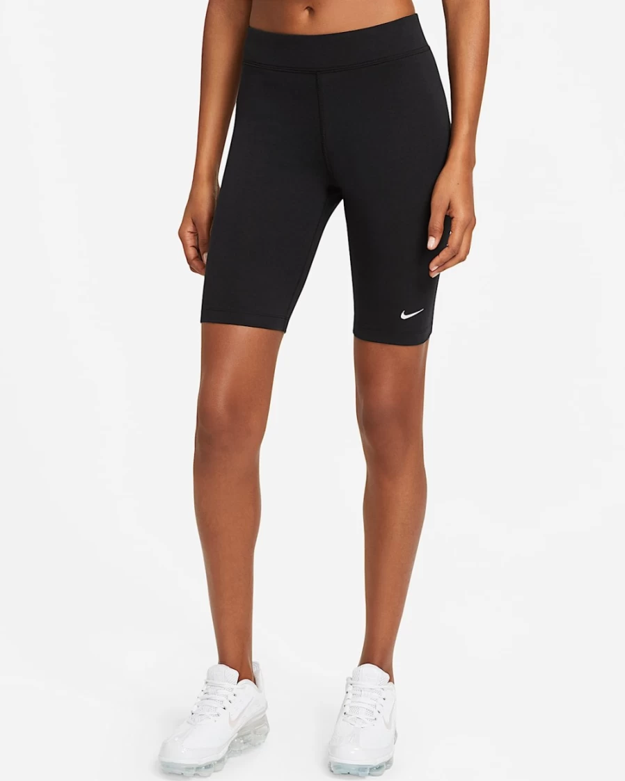Nike Women's Essential Mid-Rise Biker Shorts - Black/White Sportswear for Active Lifestyle