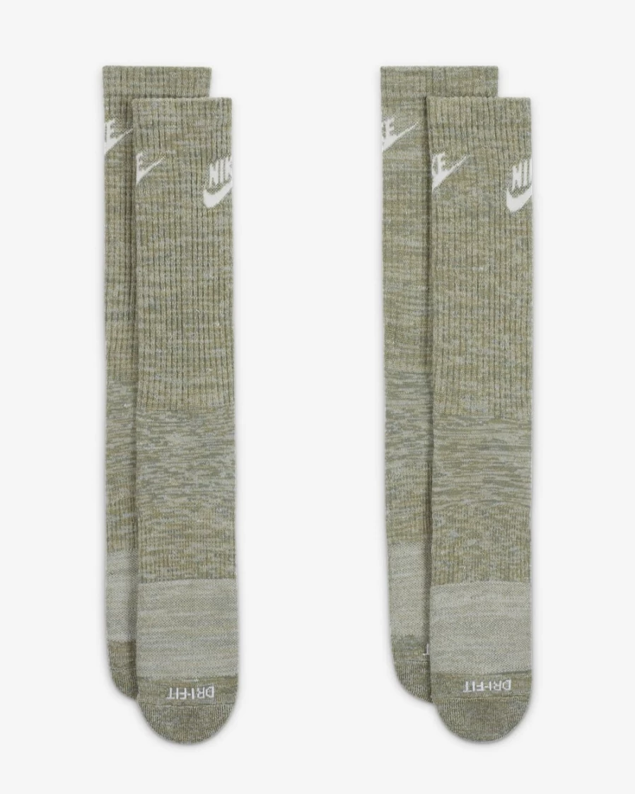 Nike Everyday Plus Cushioned Crew Socks for Men & Women - Neutral Olive/Black Comfort Athletic Socks