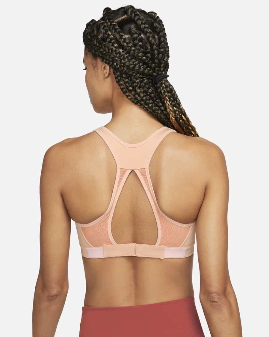 Nike Swoosh Women's Adjustable High-Support Sports Bra in Arctic Orange/Light Madder Root