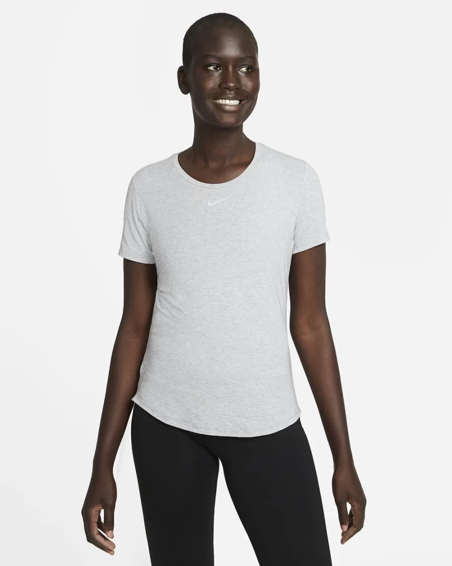 Nike Dri-FIT UV One Luxe Women's Short-Sleeve Top - Particle Grey/Heather, Moisture-Wicking, UPF Protection