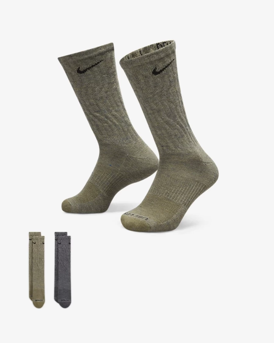 Nike Everyday Plus Cushioned Crew Socks for Men & Women - Multi-Color (2-Pair Pack)