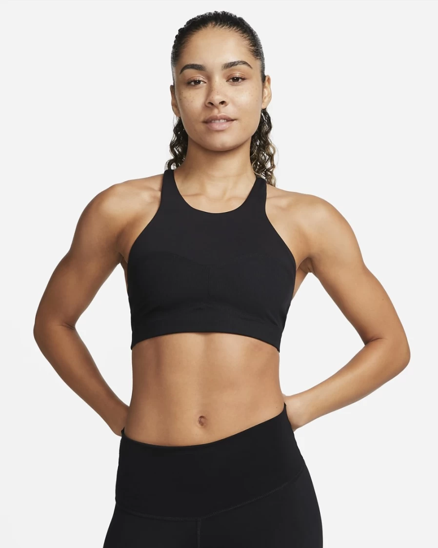 Nike Women's Medium-Support Yoga Alate Curve Ribbed Sports Bra - Black, Iron Grey