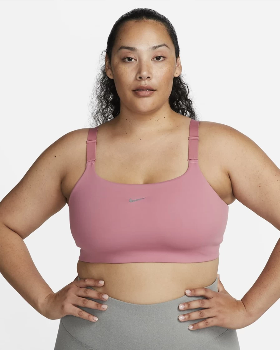 Nike Women's Yoga Alate Versa Light-Support Sports Bra - Desert Berry/Particle Grey, Plus Size Lightly Lined