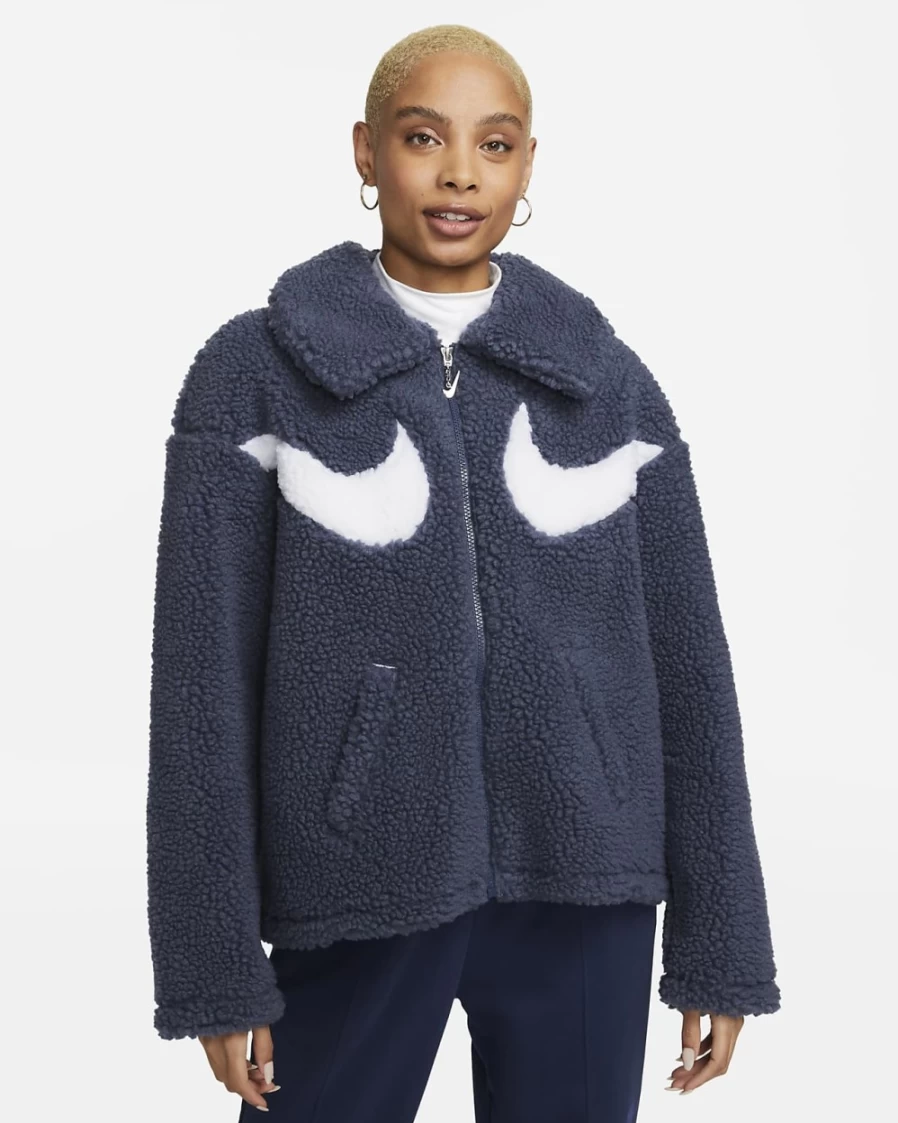 Nike Women's Thunder Blue & White Swoosh Full-Zip Sportswear Jacket