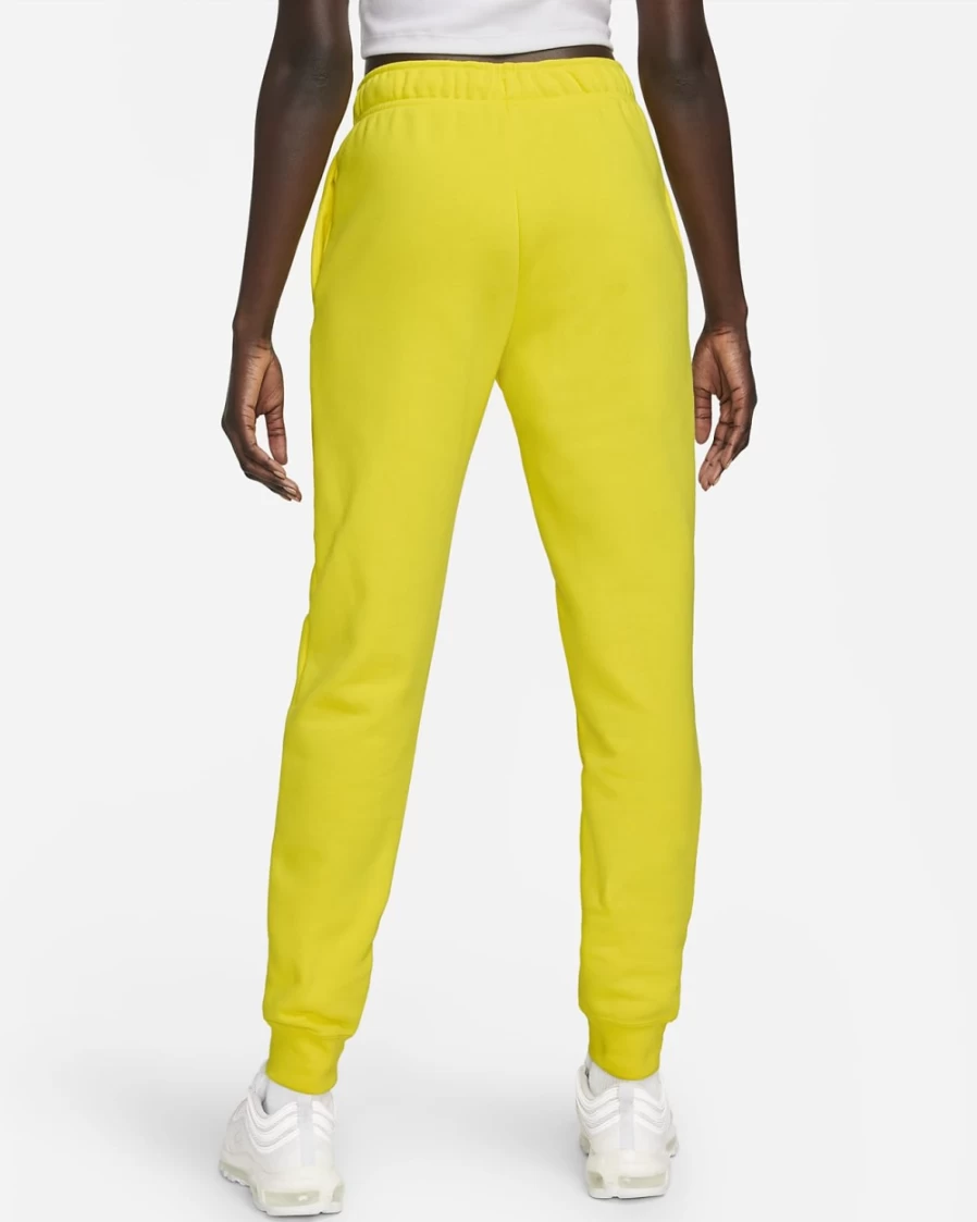 Nike Women's Opti Yellow/White Club Fleece Mid-Rise Joggers - Sportswear Comfort Pants
